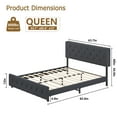 thumbnail image 2 of Upholstered Platform Bed Frame with Comfort Wingback & Charging Station - Adjustable Headboard, Strong Frame, Wooden Slats Support - Linen Fabric Wrap, No Box Spring Needed - Easy Assembly, 2 of 10