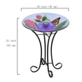 thumbnail image 3 of Hi-Line Gift Solar LED Glass Bird Bath with Stand, Floral, 3 of 5