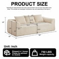 thumbnail image 7 of Lunale 3-Seater Modular Sectional Sofa, 92" Boneless Cloud Couch, No Assembly Required, Modern Corduroy Sofa for Living Room, Beige, 7 of 7