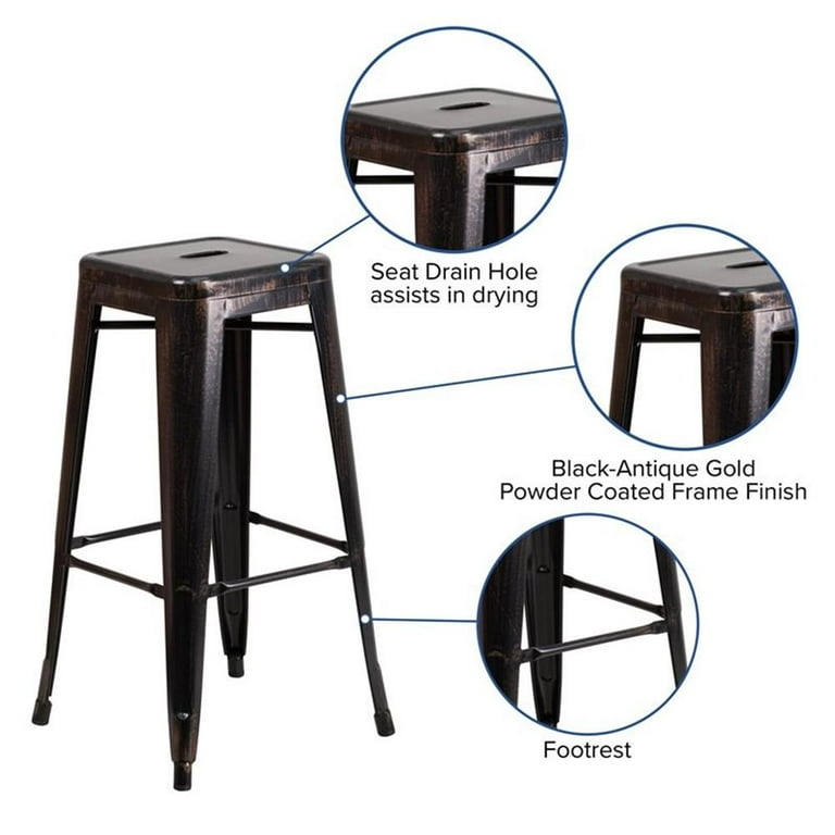 Buschman Outdoor Stool Galvanized Metal Stools Home Square 30