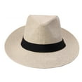 thumbnail image 4 of EliteGoogv Unisex Straw Fedora Hat Wide Brim Black Band Breathable For Men Women Bohemian Style Outdoor Beach Travel Panama Sun Hat Headwear, 4 of 5