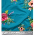 thumbnail image 1 of Soimoi Viscose Chiffon Fabric Leaves & Anemone Flower Printed Craft Fabric by the Yard 42 Inch Wide, 1 of 1
