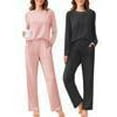 thumbnail image 2 of Ekouaer 2 Pack Women Pajama Long Sleeve Sleepwear Soft Loungewear Pjs Sets with Pockets, 2 of 6