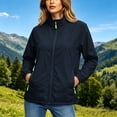 thumbnail image 6 of Women's Loose Fit Stand Up Collar Zip Up Solid Color Jackets Outerwear Comfy Lightweight Outdoor Casual Daily Wear | CSEONE,Black L, 6 of 9