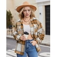 thumbnail image 4 of Zeagoo Flannel Cropped Jacket Wool Blend Shacket Plaid Button Down Shirt Fall Winter Fashion Long Sleeve Coat with Pockets, 4 of 6