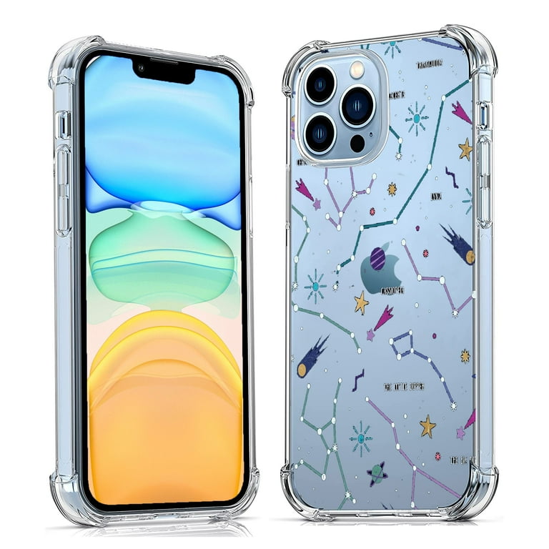 Space Stars Clear Case for iPhone 11 Pro Aesthetic Art Design Case for Men Women Unique Soft Transparent TPU Bumper Case Cover