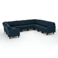 thumbnail image 2 of Noble House Miller Contemporary 10 Piece Fabric Sectional Sofa, Navy Blue, Dark Brown, 2 of 18