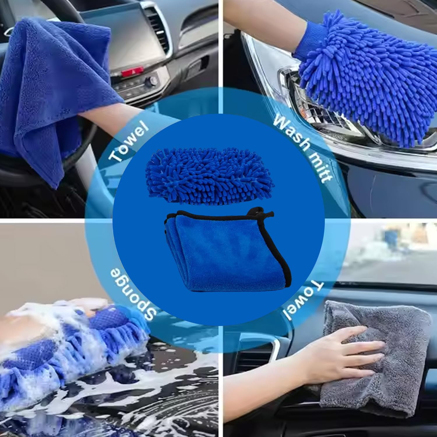 Nazarian Complete Car Cleaning Kit with Window Cleaner, Cleaning Brush, Polish Tools, Detailing Bucket - Car Wash Kit for Interior & Exterior Auto Detailing and Maintenance