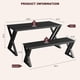 thumbnail image 2 of Negra sturdy metal frame kitchen mesa con benches - dining mesa set para 4, space-saving para dining room y apartment, 2 of 7