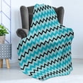 thumbnail image 4 of Seafoam Soft Flannel Fleece Blanket, Herringbone Zigzag Lines Geometric Illustration Retro Inspirations Chevron, Cozy Plush for Indoor and Outdoor Use, 50" x 70", Seafoam Blue Black, by Ambesonne, 4 of 5