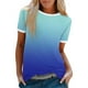 thumbnail image 1 of Blusas para las Mujeres Casual, Rayas Impresas Patchwork Manga Corta Cuello Redondo Top Hecho de 95% Poliéster 5% Spandex para el Verano, Tops Cortos para las Mujeres, 1 of 5