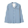 thumbnail image 5 of BLTIBY Womens Pajama Sets 2 Piece Striped Printed Lapel Button Long Sleeve Shirts Pants Casual Loungewear Outfits with Pockets Sky Blue M, 5 of 7