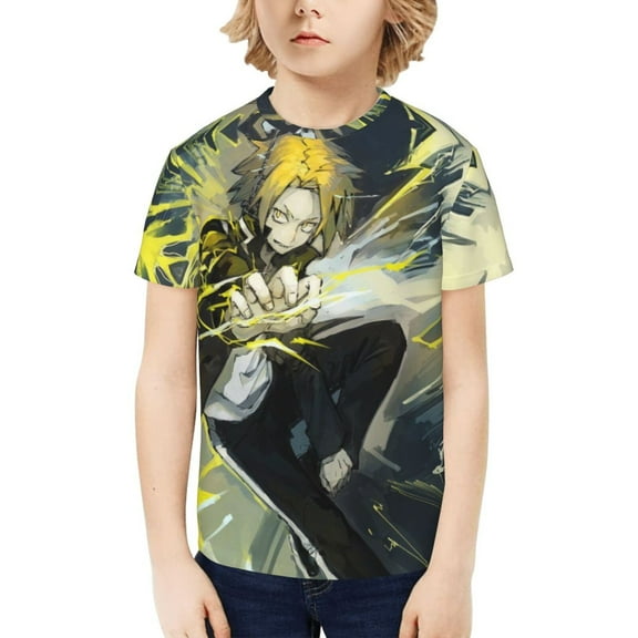 My Hero Academia Denki Kaminari Kids T-Shirt 3d Printed Graphic T-Shirts Boys And Girls Short Sleeve Shirts For Youth Kids X-Small