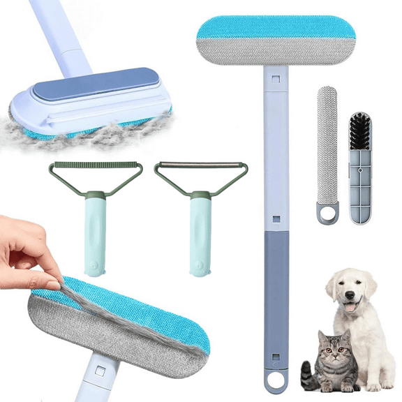 3pcs Pet Hair Remover Set, Multifunctional Carpet Scraper 4 in 1 Pet Hair Remover Reusable Cat Dog Hair Remover for Carpet, Sofa, Bedding, Clothes and Furniture