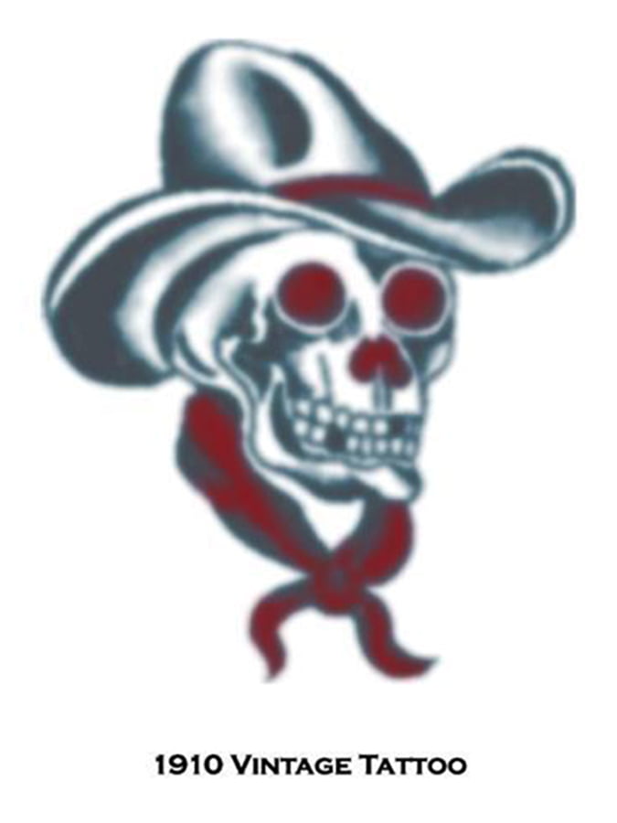 Cowboy skull traditional tattoo Royalty Free Vector Image