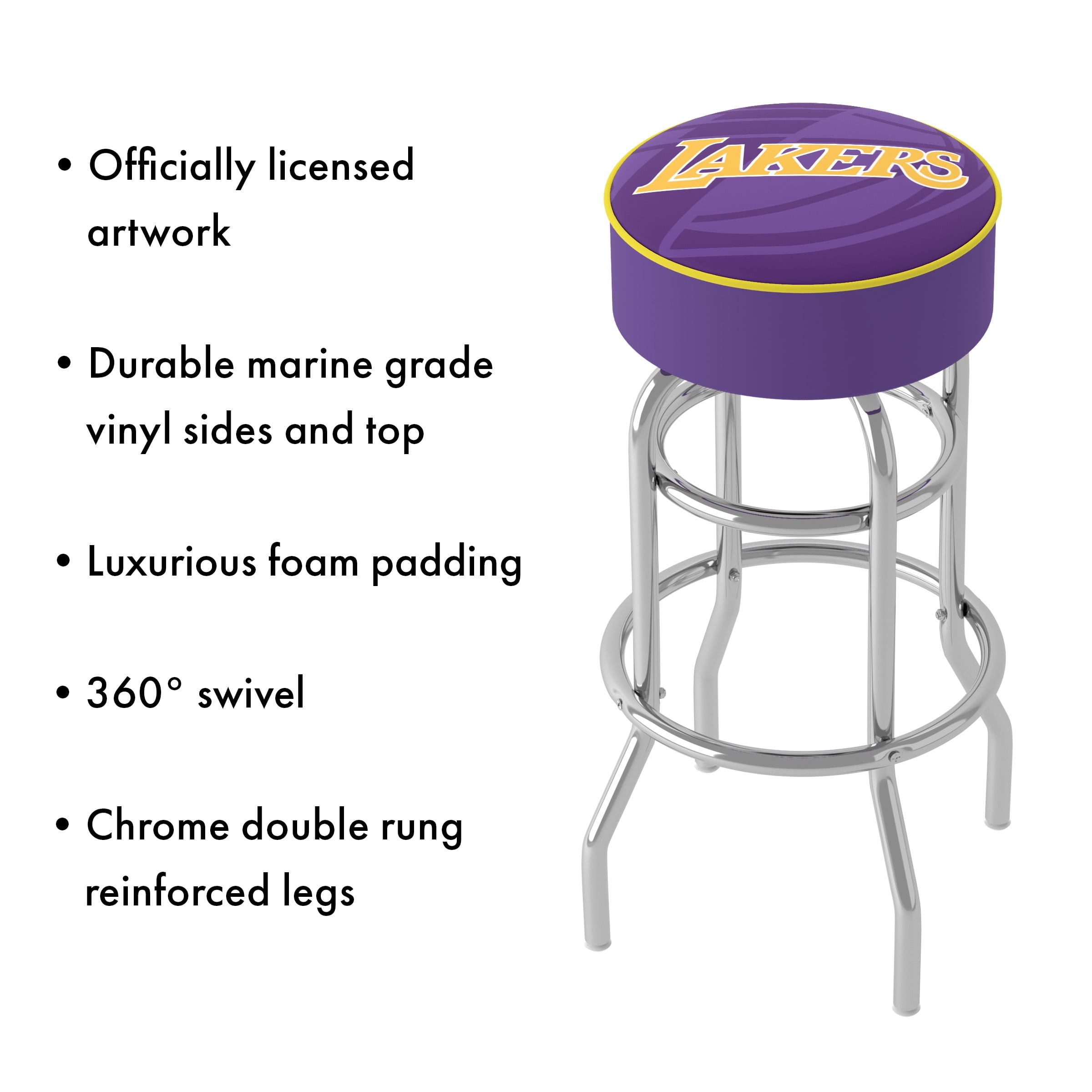 Trademark Gameroom Los Angeles Lakers Fade Bar Stool with Padded Seat