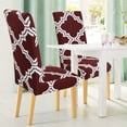 thumbnail image 2 of PiccoCasa Spandex Stretch Dining Room Chair Cover Floral Plaid Protector, Medium Red+White, 2 of 7