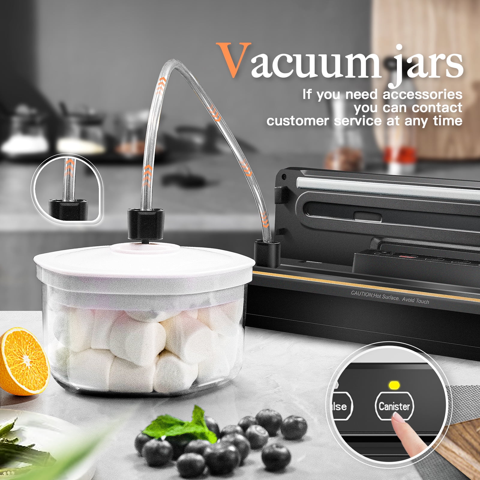 NOKINS 8-in-1 Food Vacuum Sealer Machine, Black, with Stainless Steel Surface and Detachable Drip Tray