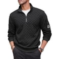 thumbnail image 1 of Ceisia Men's Regular-Fit Stand-Collar Half-Zip Checkered Texture Hoodless Sweatshirt Gift, 1 of 8