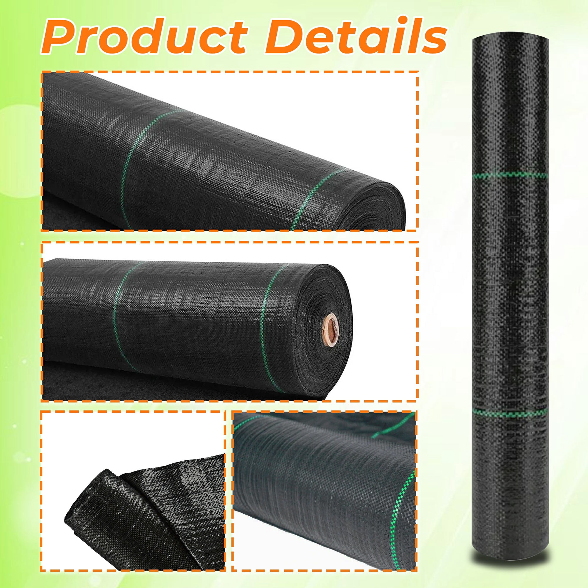 hostic Garden Weed Barrier Fabric Multi Size Heavy Duty Landscape Weed Blocking Plastic Roll Cloth Water Permeable 6FTx100FT