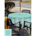 thumbnail image 6 of Square Outdoor Tablecloth with Umbrella Hole Bluish Green Greek Key Outside Table Cloth Waterproof Patio Table Cover Geometric Greece Ancient Farmhouse Geo Zipper Tablecloths for Picnic 60x60 Inch, 6 of 8