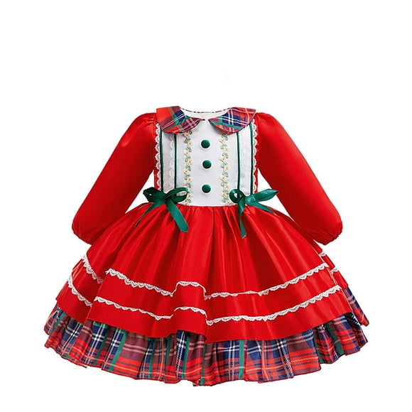 oqasdz Robe de Fille Robe de Fête pour Filles Robe Élégante Tenue de Vacances à Manches Longues et Scintillante pour Saison Festive et Célébrations