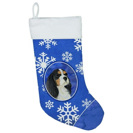 Carolines Treasures LH9279-CS Cavalier Spaniel Winter Snowflakes Snowflakes Holiday Christmas Stocking Large multicolor