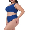thumbnail image 2 of DARING DIVA Plus Size Women's Bikini Two Piece One Shoulder Swimsuit 2X Navy Blue, 2 of 5