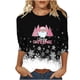 thumbnail image 1 of Camisetas de Navidad para Mujeres, 3/4 Manga Cuello Redondo Blusa con Estampado de Vacaciones, Top de Moda Casual, 1 of 5