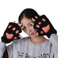 thumbnail image 3 of Jinhomg Womens Cute Fingerless Gloves Soft Cozy Sherpa Fleece Gloves 2026 Trendy Cat Paw Half Finger Gloves Ladies Cold Weather Accessories Gift Black Free Size, 3 of 4