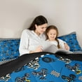 thumbnail image 4 of Feelyou Teens Blue Dirt Bike Bedding Comforter Set 7 Pieces, Motorcycle Extreme Sport Full Bedding Set, Black White Buffalo Reversible Fitted Sheet Flat Sheet, Microfiber Bedroom Decor, 4 of 7