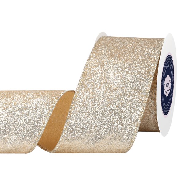 Cinta decorativa VATIN Champagne Gold con purpurina de 6,35 cm x 9 m