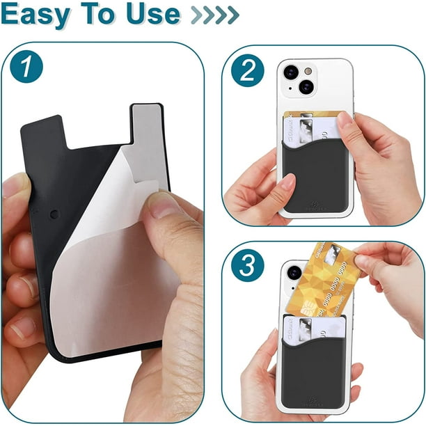 Entronix - Silicone Card Holder - Universal Sticky Wallet for iPhone and Galaxy Phones - Navy