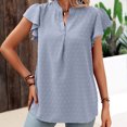 thumbnail image 1 of Blusa De Manga Corta Camiseta informal para mujer con cuello en V y volantes ligera para mujer de ajuste relajado (azul claro S) Ygjytge para Mujer azul claro T M, 1 of 7
