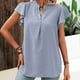 thumbnail image 3 of Blusa De Manga Corta Camiseta informal para mujer con cuello en V y volantes ligera para mujer de ajuste relajado (azul claro XL) Kuymtek para Mujer azul claro T XXL, 3 of 7