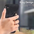 thumbnail image 5 of Wallet Case for iPhone X / XS, Ring Holder Kickstand Retro Premium Leather Credit Card Holder [ RFID Blocking ] Case with Wrist Strap Back Magnetic Clasp Flip For iPhone X / XS, Black, 5 of 14