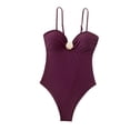 thumbnail image 4 of WRKEKC One Piece Swimsuit Women Solid Color Backless Tummy Shaping with Removable Padded Cups Wireless Breathable, 4 of 6