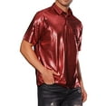 thumbnail image 4 of INSPIRE CHIC Metallic T-Shirt for Men's Short Sleeves Hipster Shiny Disco Golf Polo Shirts, 4 of 5