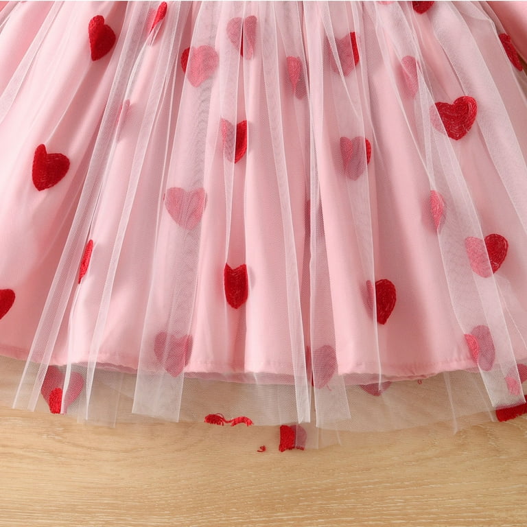 mesh heart dress Self Portrait Girls Mesh Heart Sequin Dress in Pink
