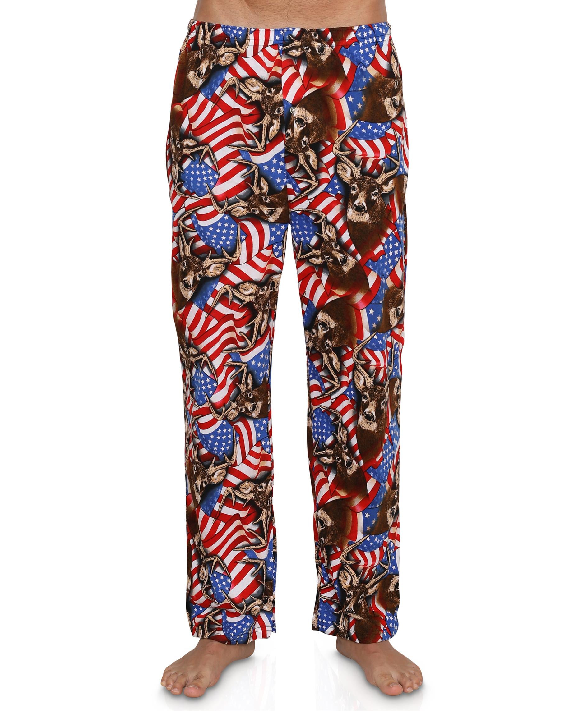 Fun Boxers - Mens Fun Pants Lounge Pajama Pants Boxers Adult Sleepwear, American Deer, Size
