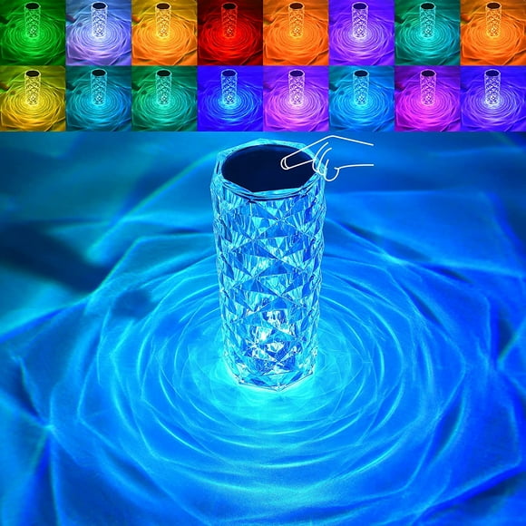 LED Crystal Table Lamp, Crystal Rose Table Lamp, 16 Colors Changing Touch lamp, Led Nightstand Lamps , Remote Touch Control Table Lamp for Crystal Decor & Bedroom Decor