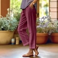 thumbnail image 2 of Women's Wide Leg Pants with Elastic Waist, Lightweight Breathable Loose Trousers for Summer Casual Beach Vacation, Flowy Palazzo, 2 of 6