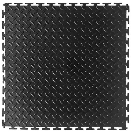 VersaTex 18 in. x 18 in. Diamond Plate Garage Flooring Tiles, 24 pack, Black