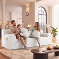 thumbnail image 4 of HOQBN Boneless Sofa Couch for Living Room,71" 3 Seater Sofa with Deep Seat Design and 3 Round Pillows,Comfy Corduroy Fabric Loveseat Couch,No Assembly,Cream White, 4 of 5