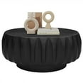 thumbnail image 3 of 31.5" Round Drum Coffee Table, Fluted Design with Black Solid Wood Veneer for Contemporary Living Room, 3 of 9