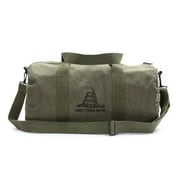 Don't Tread On Me Rattlesnake Sport Heavyweight Canvas Duffel Bag in Olive & Black, Medium