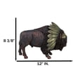 thumbnail image 2 of Bison Buffalo With Indian Chieftain Roach Headdress Decorative Figurine 12"L, 2 of 8