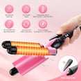 thumbnail image 5 of Morfone 3 Jumbo Barrel Curling Iron Wand 22mm Hair Waver Temperature Adjustable Ceramic Big Waves Hair Crimper (Pink), 5 of 10