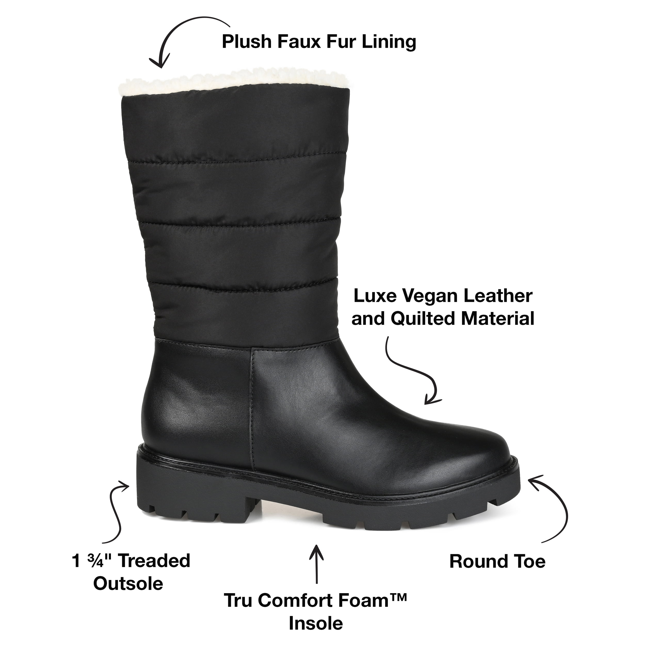 Journee Womens Nadine Block Heel Cold Weather Booties
