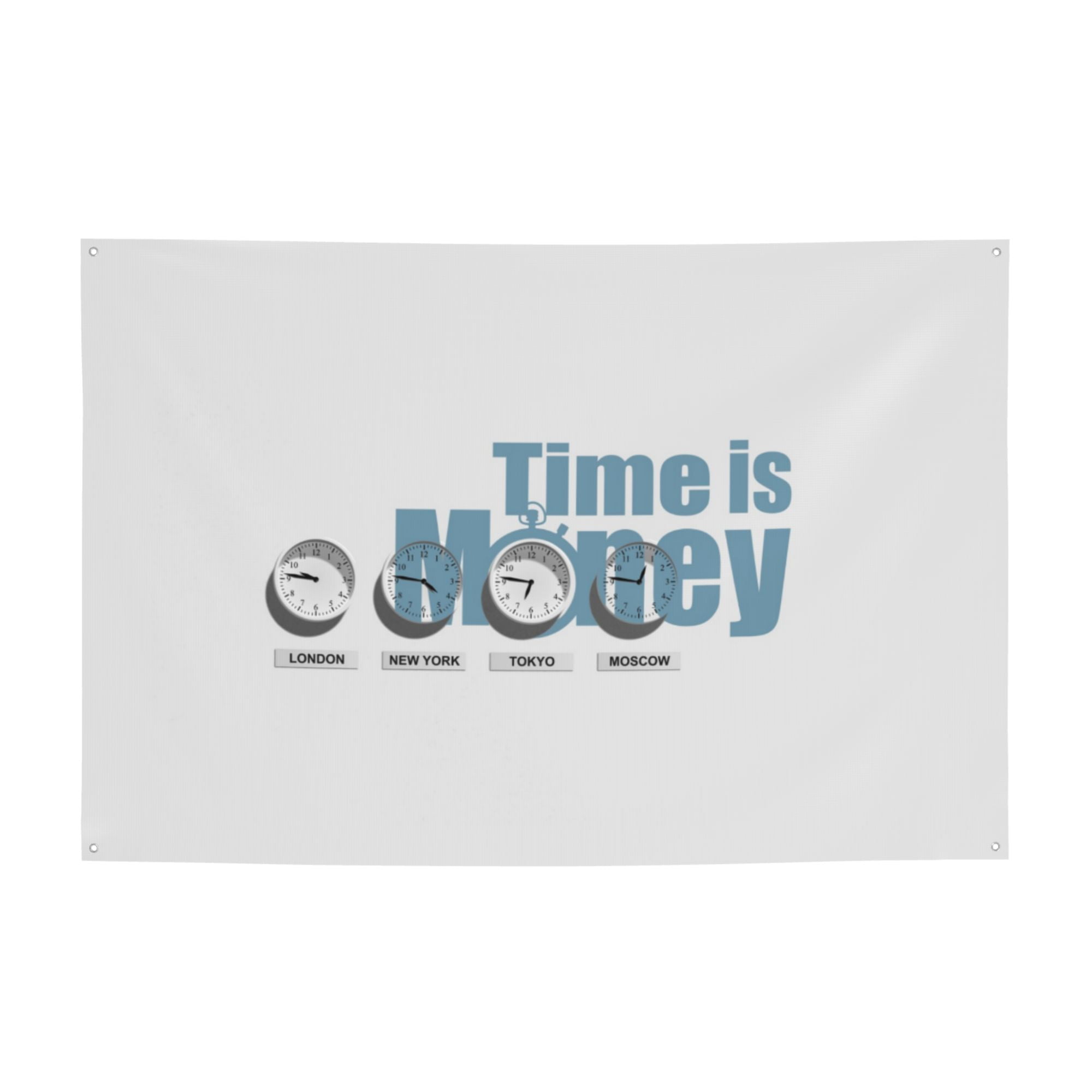 DouZhe Time is Money Slogan Sign Banner, Clock Hanging Banners Backdrop Festive Party Decor for